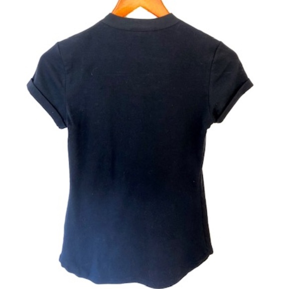 Banana Republic Cotton Tee with Raw-Edge Silk Detail, Navy Blue, Size XS - Picture 2 of 3